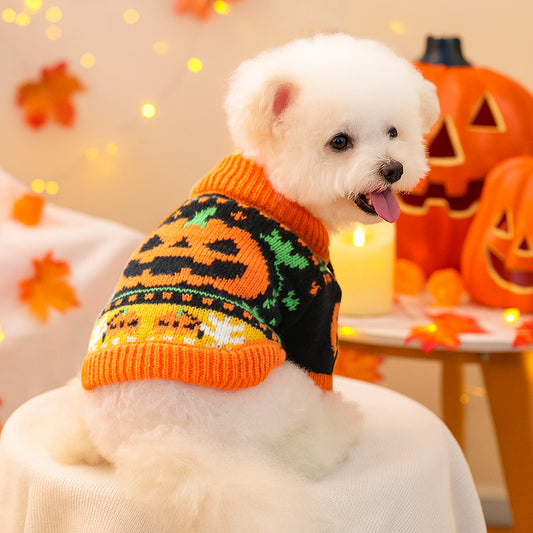 Halloween Pumpkin Knit Sweater for Dogs – Cozy, Warm & Stylish Pet Outfit