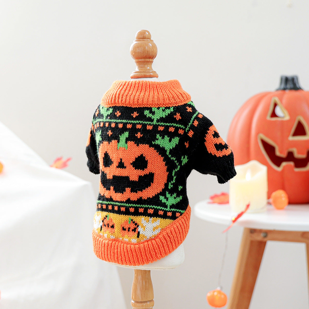 Halloween Pumpkin Knit Sweater for Dogs – Cozy, Warm & Stylish Pet Outfit