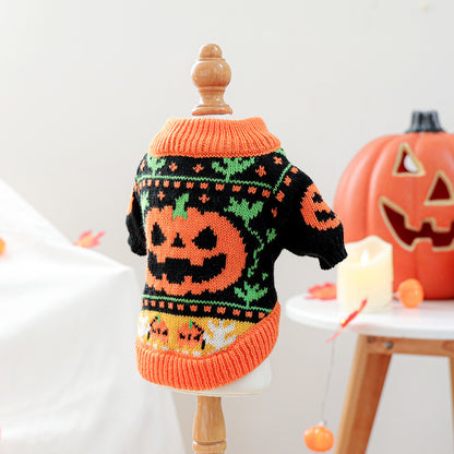 Halloween Pumpkin Knit Sweater for Dogs – Cozy, Warm & Stylish Pet Outfit