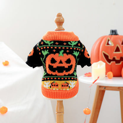 Halloween Pumpkin Knit Sweater for Dogs – Cozy, Warm & Stylish Pet Outfit